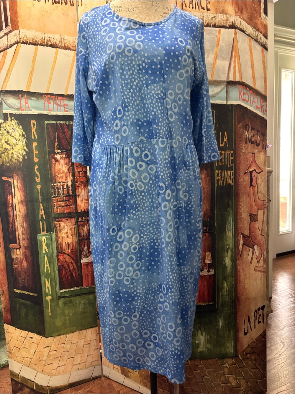 Gudrun Sjoden “Pumpkin” Jersey Dress, Flax Blue, Size Medium